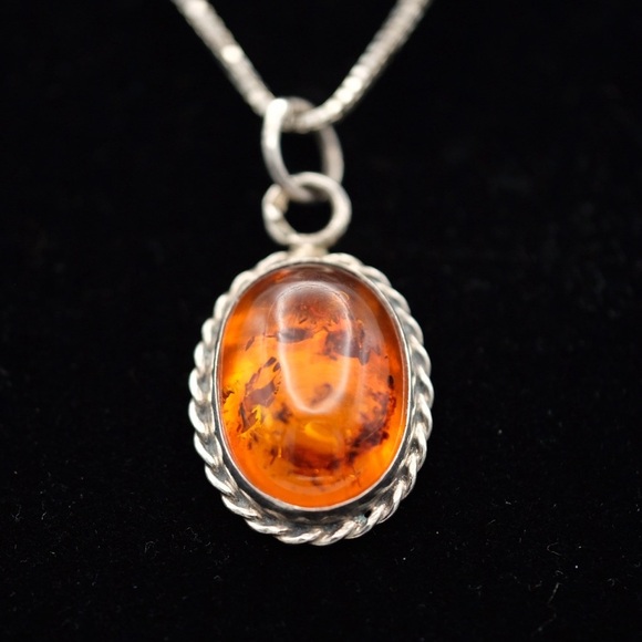 Glowingly Gorgeous Amber Necklace Beauty 🙌🏻✨⏰💭🤝⌛️ Sterling Silver Boho - Picture 12 of 16